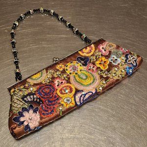 Floral Beaded & Sequin Clutch Purse